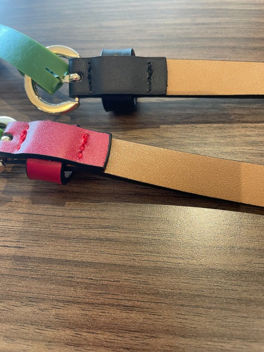 kate spade Womens Leather Skinny Belts Set of 2 Black Red Spade Logo Gold Large - Picture 6 of 6